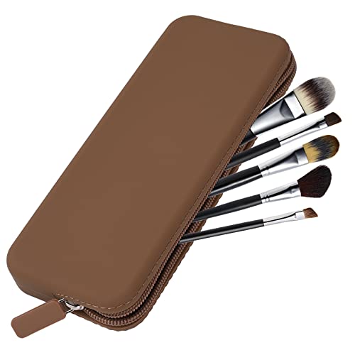 Sakolla Travel Makeup Brush Holder - Silicone Makeup Bag with Zipper Pouch Case