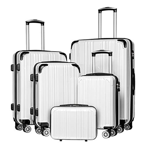 Coolife Expandable 5 Piece Luggage Set with TSA Lock