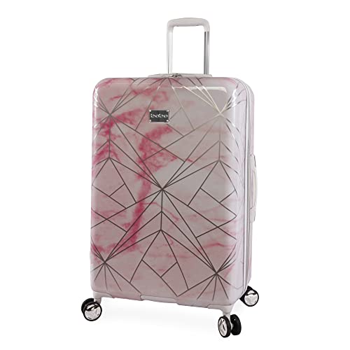 bebe Women's Hardside Luggage, Pink Marble