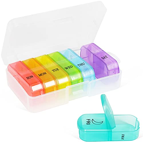 Sibba Pill Organizer Box Case Container 1 PC Travel Size Cute Small Daily  Medicine Personal Storage Portable Mini 7 Day Weekly Vitamin Compact