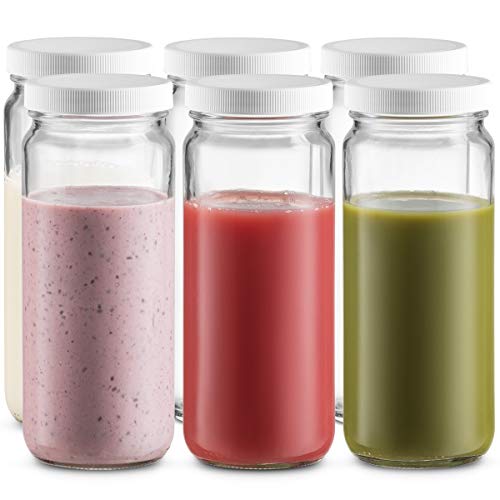 Travel Glass Drinking Bottle Mason Jar 16 Ounce [6-Pack]
