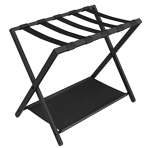 Foldable Luggage Stand with Storage Shelf