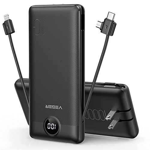 VEGER Portable Charger with Built-in Cables