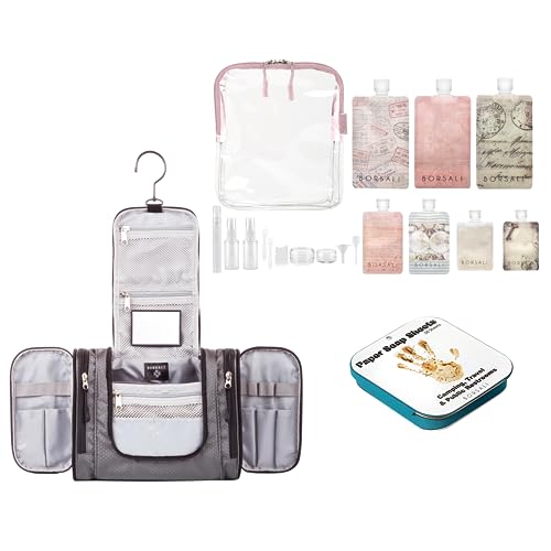 BORSALI Hanging Toiletry Bag with Mirror