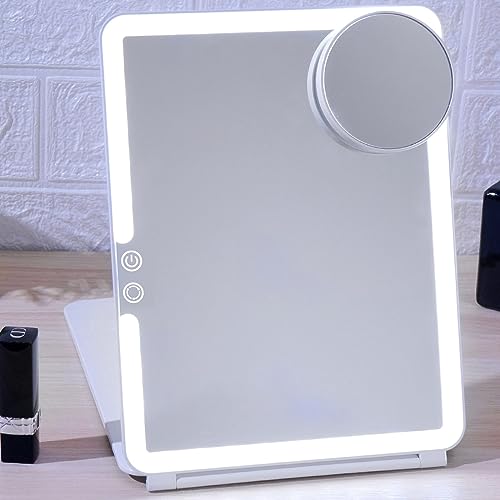 Portable Lighted Makeup Mirror with 10X Magnifying Mirror