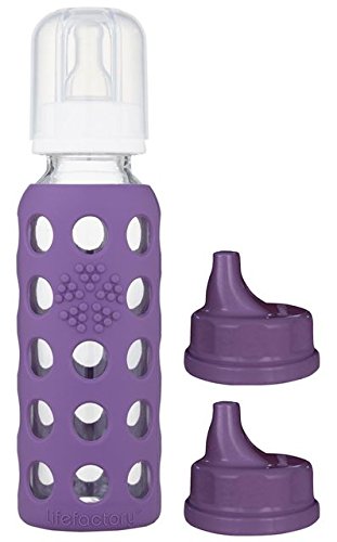Lifefactory Glass Baby Bottle with Transitioning Sippy Caps