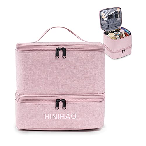 ALFREVER Pink Double Layer Makeup Bag