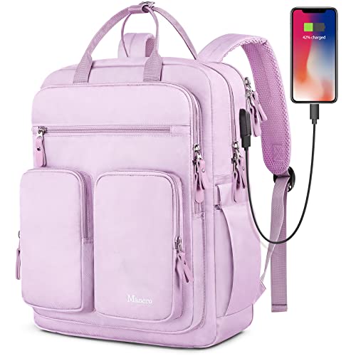Mancro Laptop Backpack for Women, 15.6 Inch - Purple