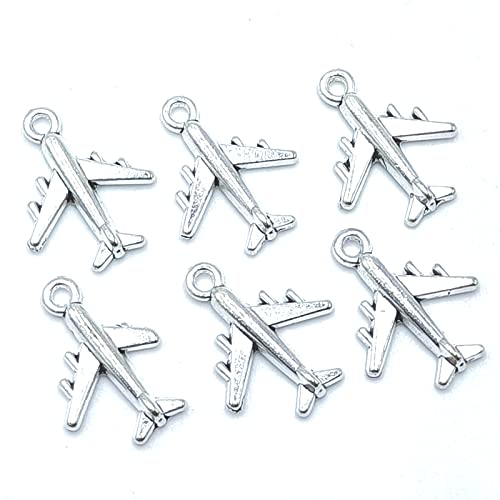 Charms Aircraft Airplane Pendants Alloy Beads Tibetan Silver