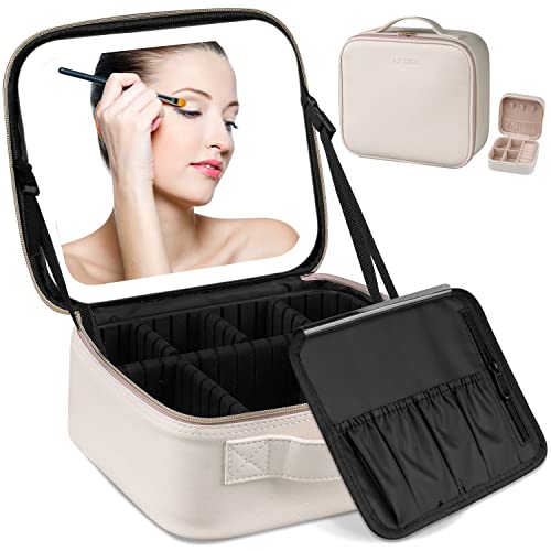AZ GOGO Travel Makeup Bag with Light up Mirror