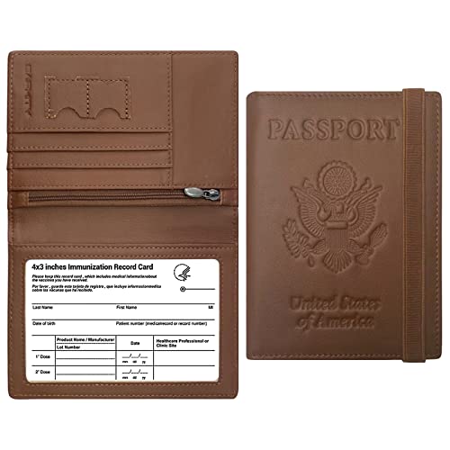 Genuine Leather Passport Holder Wallet with Elastic Strap