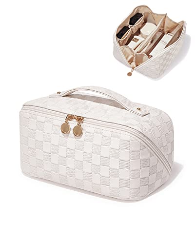 EACHY Travel Makeup Bag with Divider and Handle