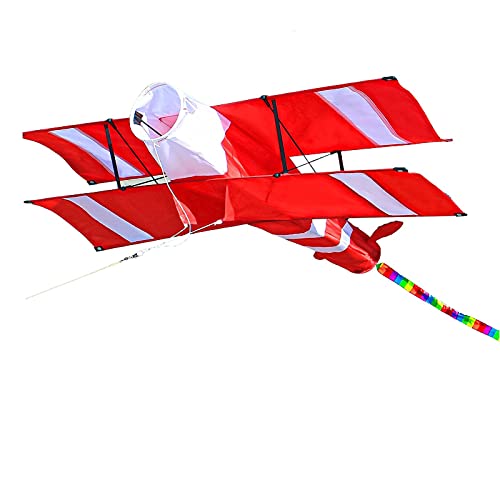 HEVIRGO Easy Installation Kite - Vibrant Red Airplane Kite for Kids