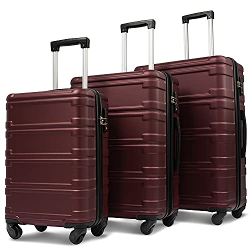 Merax Red Expandable Luggage Sets with TSA Lock