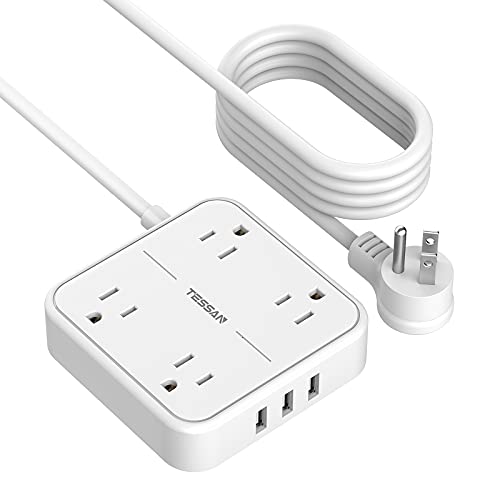 TESSAN Long Extension Cord: Versatile Power Strip with USB Ports