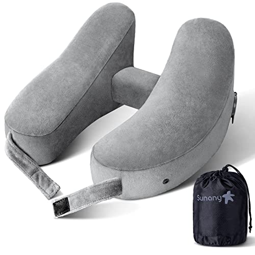 Inflatable Travel Neck Pillow with Soft Velour Cover