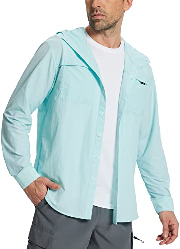 BALEAF Men's UPF 50+ Casual Button Down Sun Shirts Hoodie BALEAF Men's UPF 50+ Casual Button Down Sun Shirts Hoodie