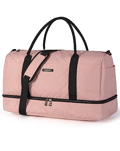 BAGSMART 45L Large Carry On Bag Weekender Overnight Bag for Men Women with Shoes Compartment & Wet Pocket