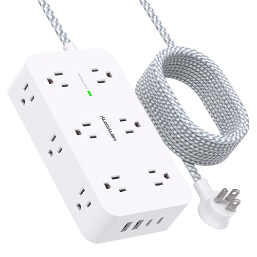 10Ft Power Strip Surge Protector with 12 Outlets 4 USB Ports