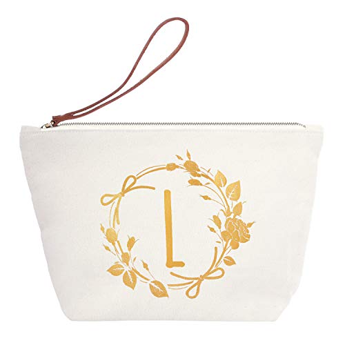 ELEGANTPARK Personalized Makeup Bag with L Initial