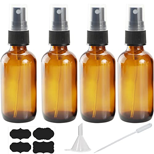 YUNFOOK 4 oz Amber Glass Spray Bottles