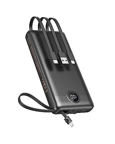 VEEKTOMX 20000mAh Power Bank with Built-in Cables