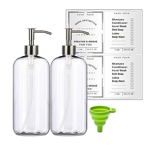 Refillable Dispenser Bottle 2pack with Steel Pumps