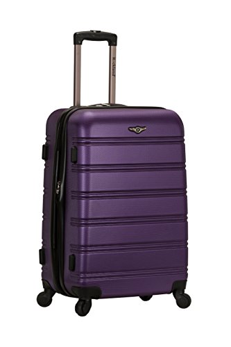 Rockland Melbourne Luggage - Purple Checked-Medium 24-Inch