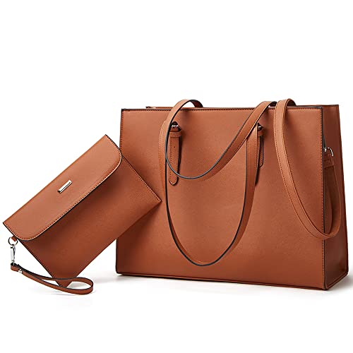 Leather Laptop Tote Bag for Women
