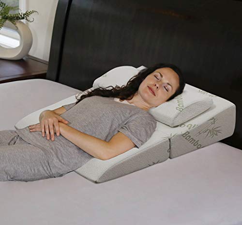 InteVision Memory Foam Bed Wedge with Headrest Pillow System