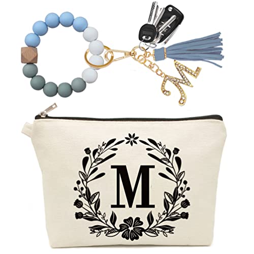 Cute Small Canvas Initial Makeup Bag for Women Personalized