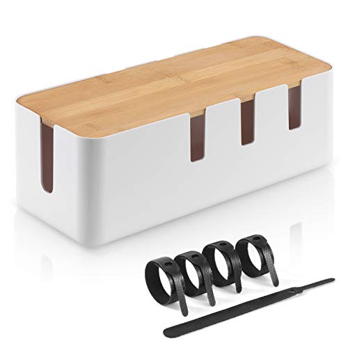 Bamboo Lid Cable Management Box