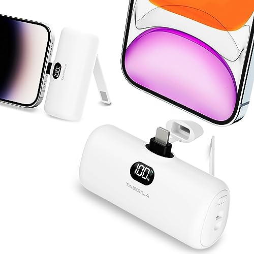 Taegila Portable Charger iPhone 5000mAh with Built in Cable and Stand