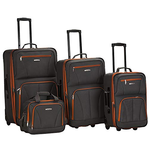 Rockland Journey Luggage Set, Expandable, Charcoal, 4-Piece