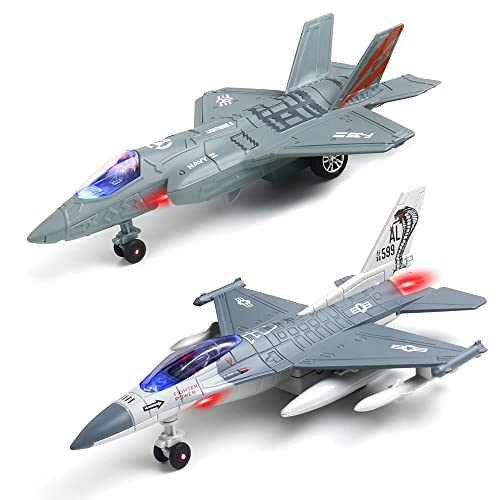 F35 F16 Airplane Toy - Durable Diecast Jet with Lights & Sounds