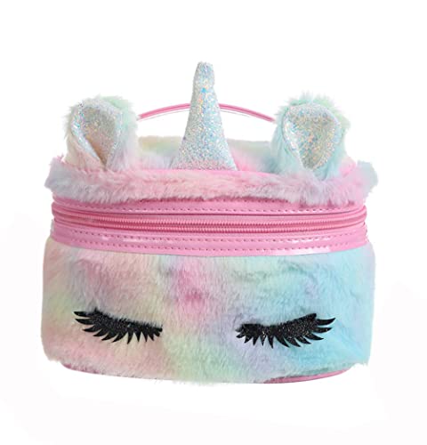 Fluffy Faux Fur Unicorn Makeup Bag