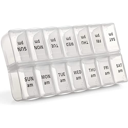Weekly Pill Organizer, AM PM Pill Case, 7 Day 14 Compartments