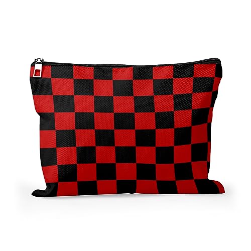 Red Black Makeup Bag Chess squares Cosmetic Bag