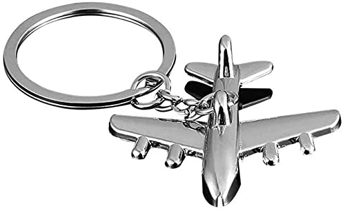 Stylish Aircraft Airplane Model Keychain with Polished Silver Finish