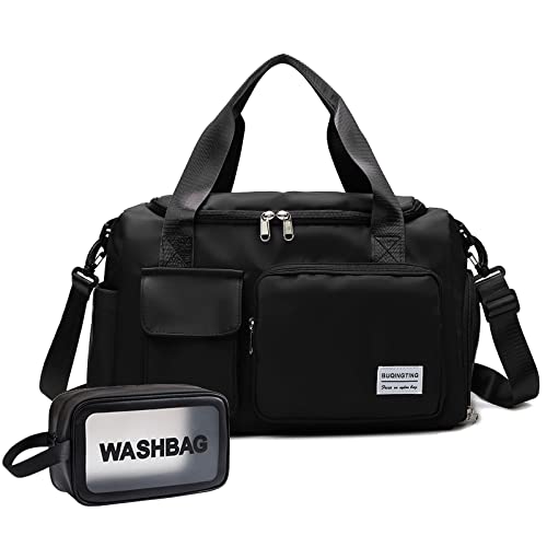 Black Gym Bag with Shoe Compartment & Wet Pocket