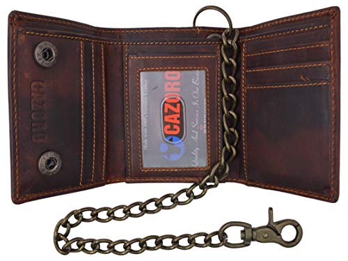 Vintage Leather Biker Chain Wallet With RFID Blocking