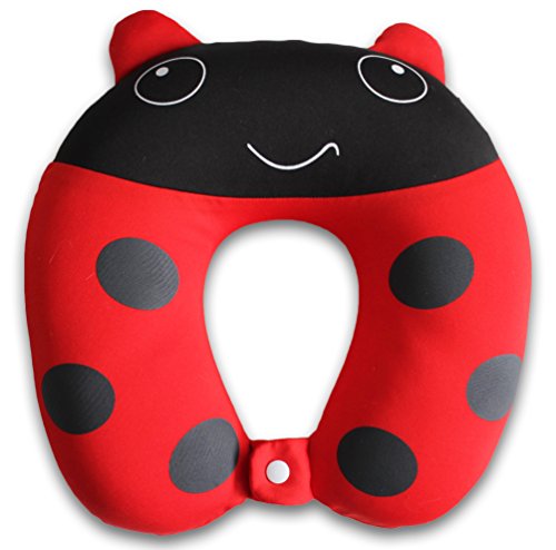 NIDO NEST Travelfriendz Kids Neck Pillow - Cute U-Shaped Animal Pillow for Travel - Ladybug