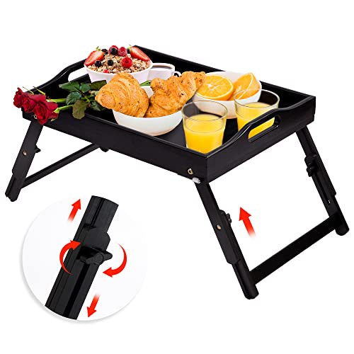 Greenual Breakfast Bed Tray with Adjustable Height and Locking Legs