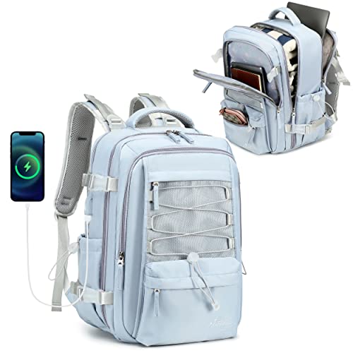 15.6 Inch Laptop Backpack with USB Port (Blue)