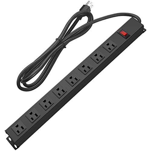 Metal 8 Outlet Power Strip with Switch