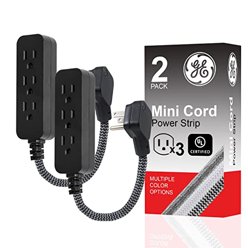 GE Mini Power Strip, 2 Pack, Black/Gray