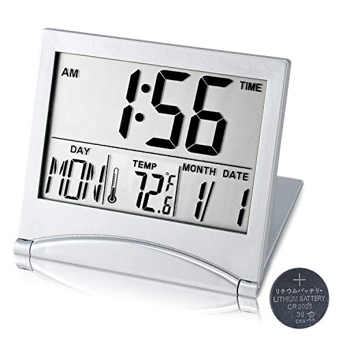 Portable Large Number Display Alarm Clock with Temperature