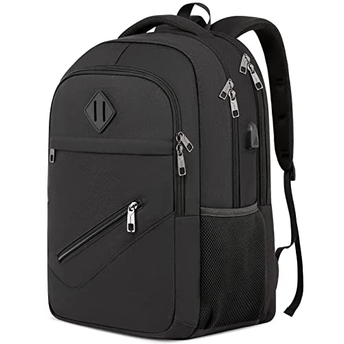 Black Travel Laptop Backpack for Men and Women