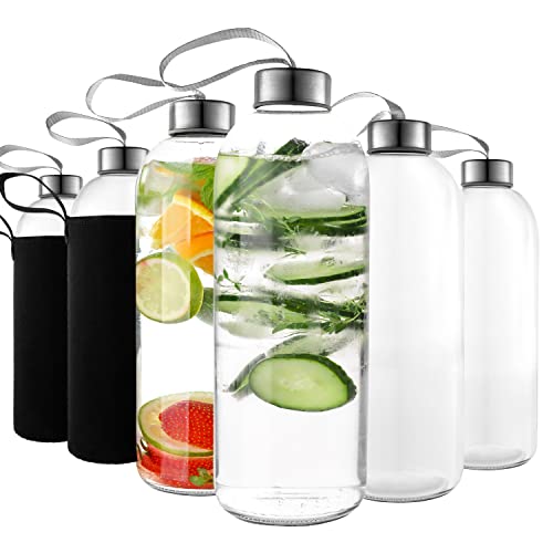 Eco-Friendly Glass Water Bottles - Set of 6