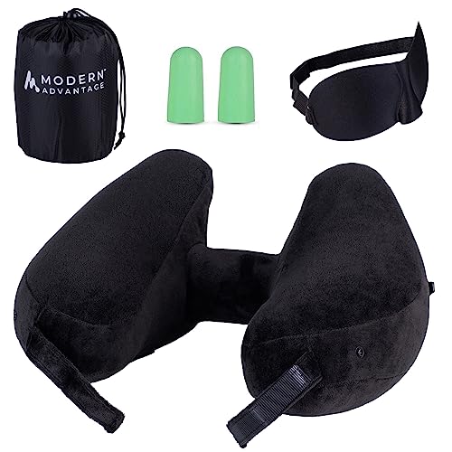 Compact and Comfortable Inflatable Travel Neck Pillow (Black)